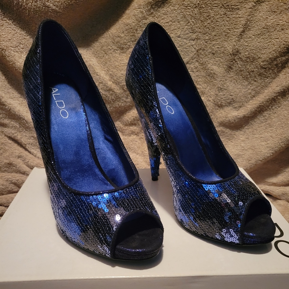 MultiBlue sequin heels
